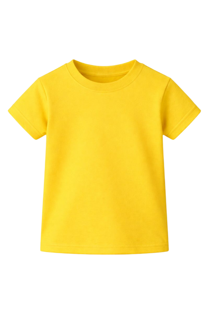 Yellow Bulk Kids Round Neck Half Sleeve T-Shirt Durable