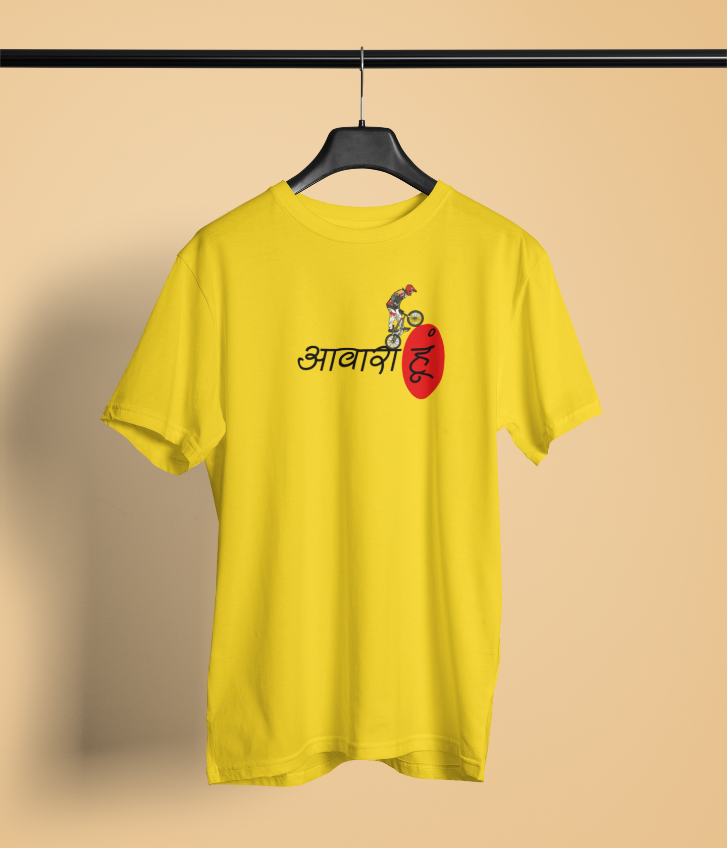 Awara Hu Unisex Yellow Round Neck T-Shirt | Desi Graphic