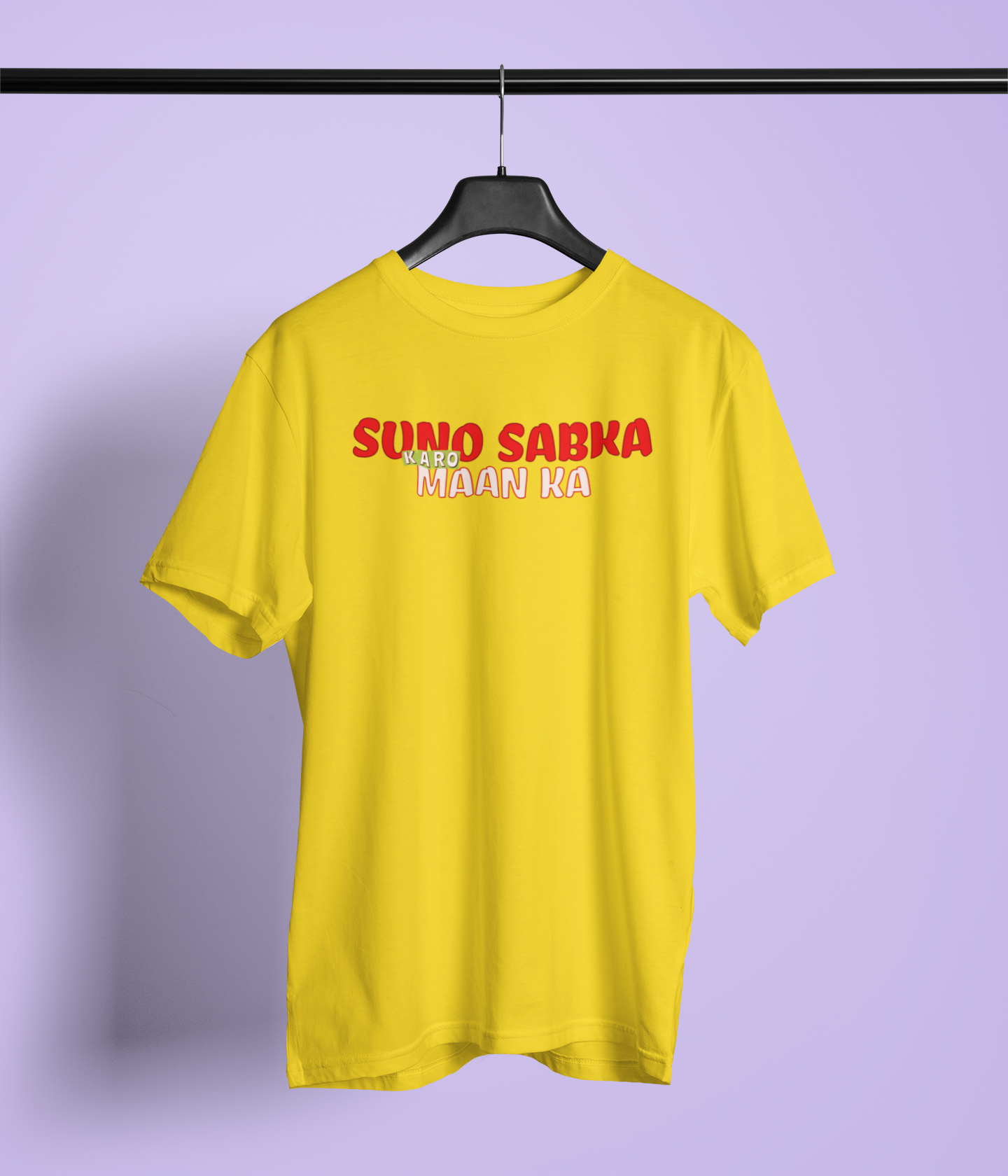 Suno Sabka Unisex Yellow Round Neck T-Shirt | Desi Graphic