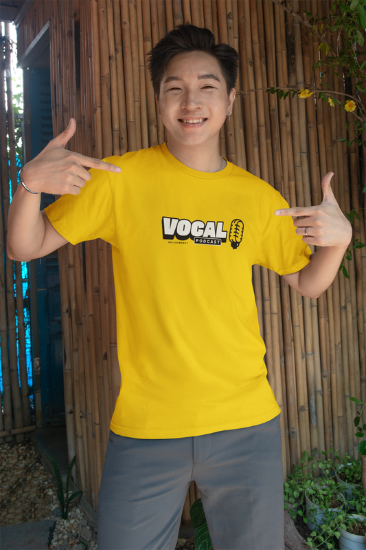 Vocal Podcast Half Sleeve Yellow Round Neck T-Shirt Casual Use