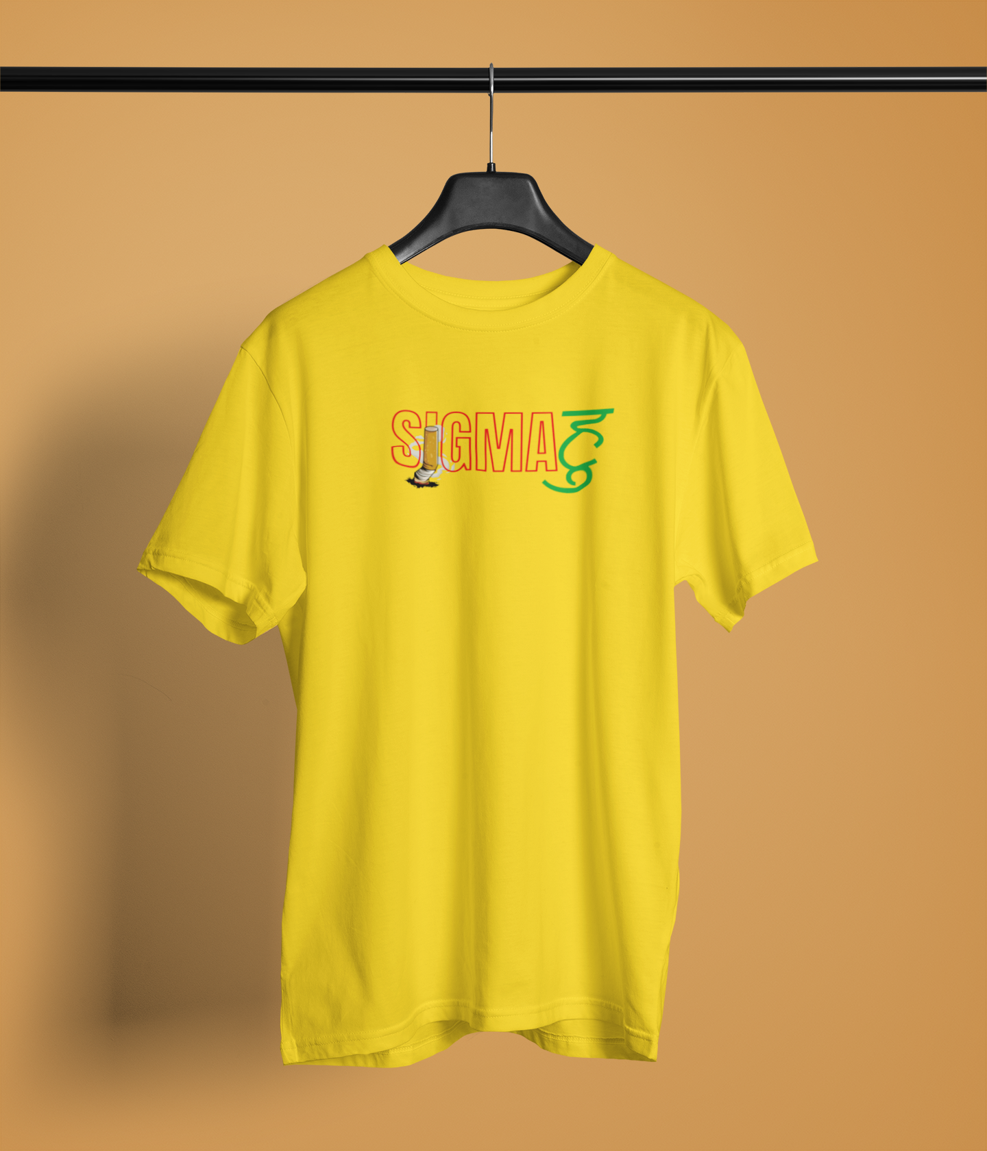 Sigma Hu Unisex Yellow Round Neck T-Shirt | Desi Graphic