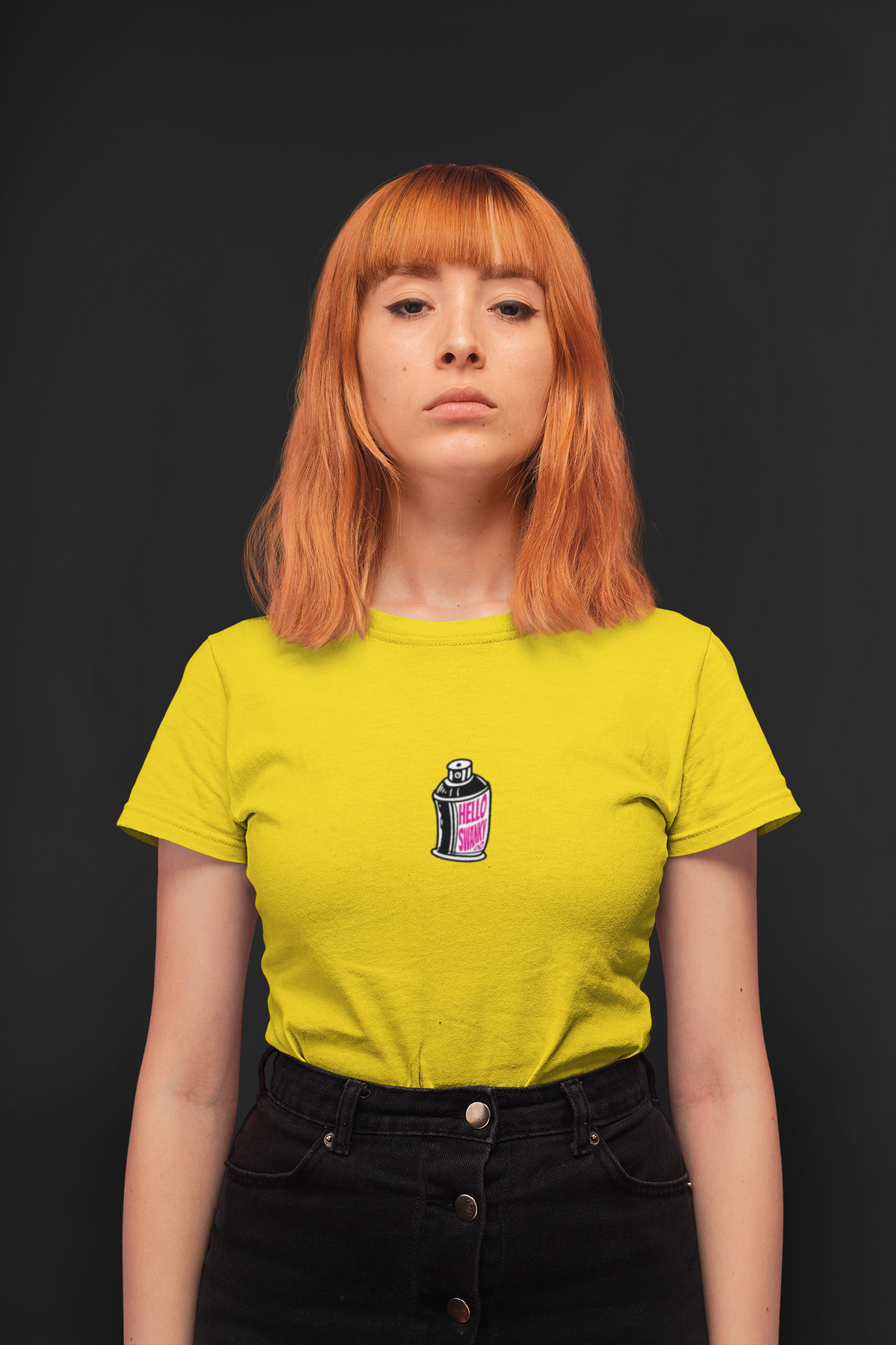 HS Spre Half Sleeve Yellow Round Neck T-Shirt for Women by Hello Swanky