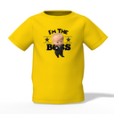 I Am Boss Graphic Kid’s Yellow Printed T-Shirt