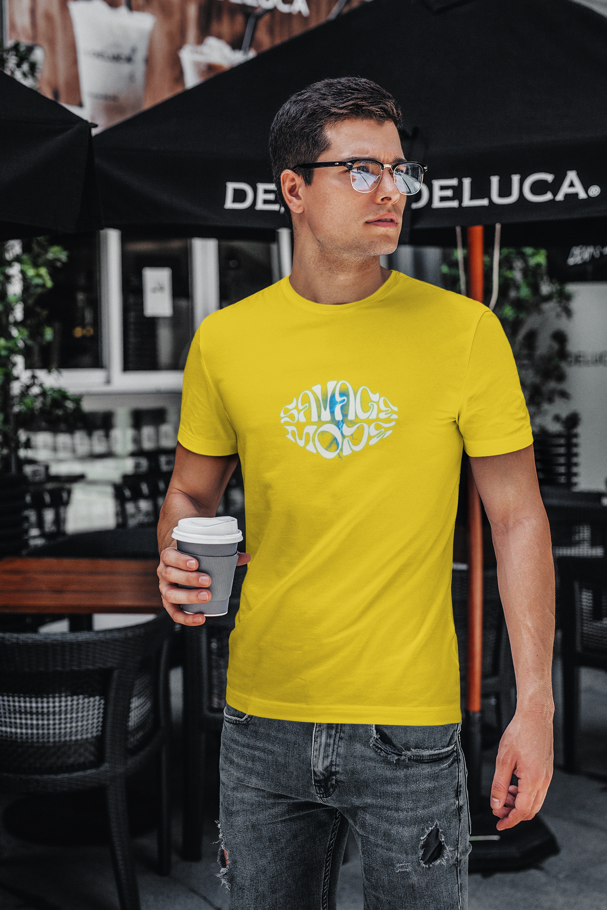 Savage Mode Half Sleeve Yellow Round Neck T-Shirt for Men Hello Swanky