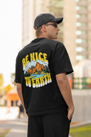 Earth Sleeve Black Oversized T-Shirt for Men by Hello Swanky