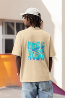 Feel The Flow Sleeve Beige Oversized T-Shirt for Men by Hello Swanky