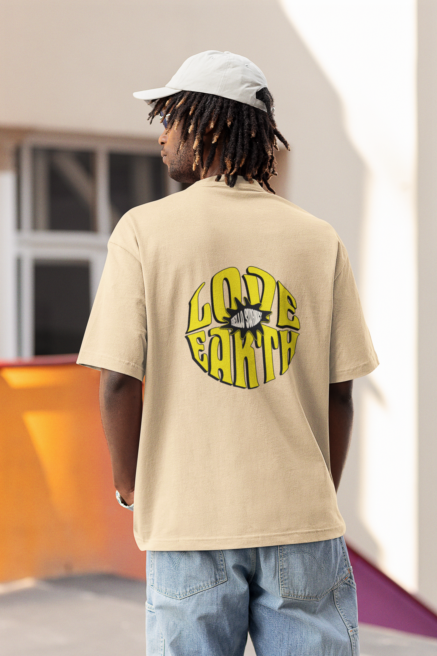Love earth unisex beige oversized t-shirt