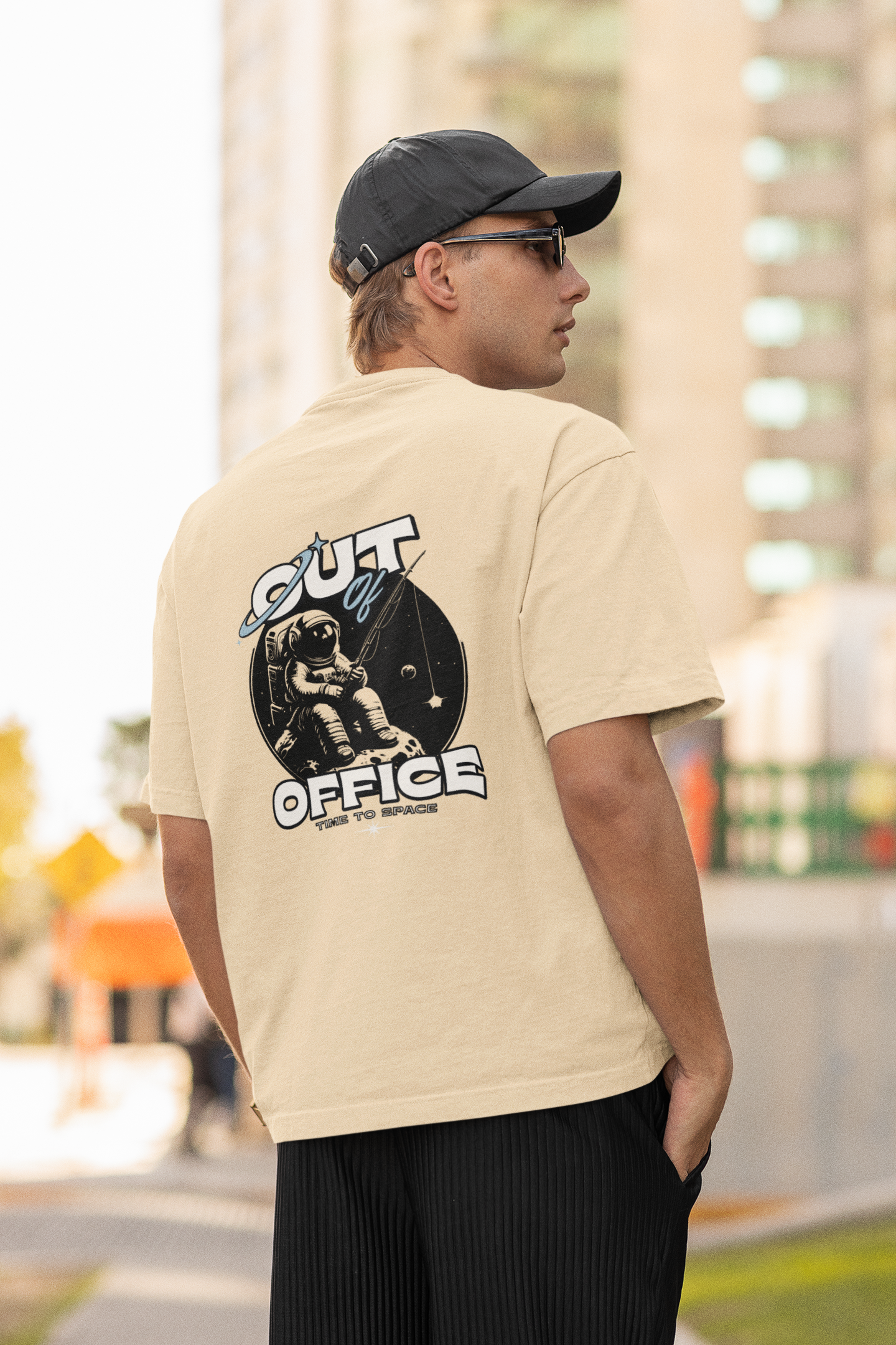 Out of office unisex beige oversized t-shirt