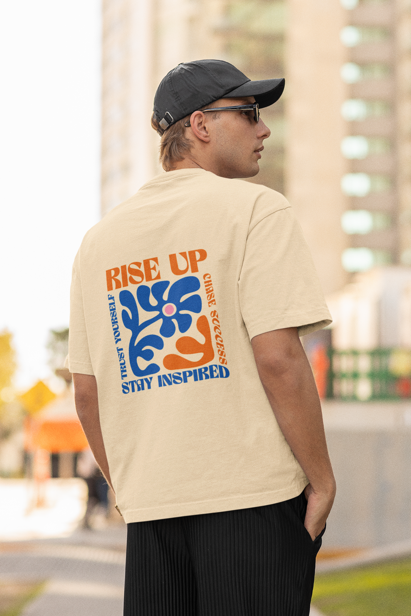 Rise up unisex beige oversized t-shirt