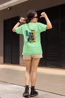 Life Goals Half Sleeve Saga Green Oversized T-Shirt for Women by Hello Swanky