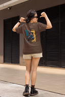 Life Goals Half Sleeve Brown Oversized T-Shirt for Women by Hello Swanky