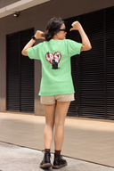 Lost Half Sleeve Saga Green Oversized T-Shirt for Women by Hello Swanky