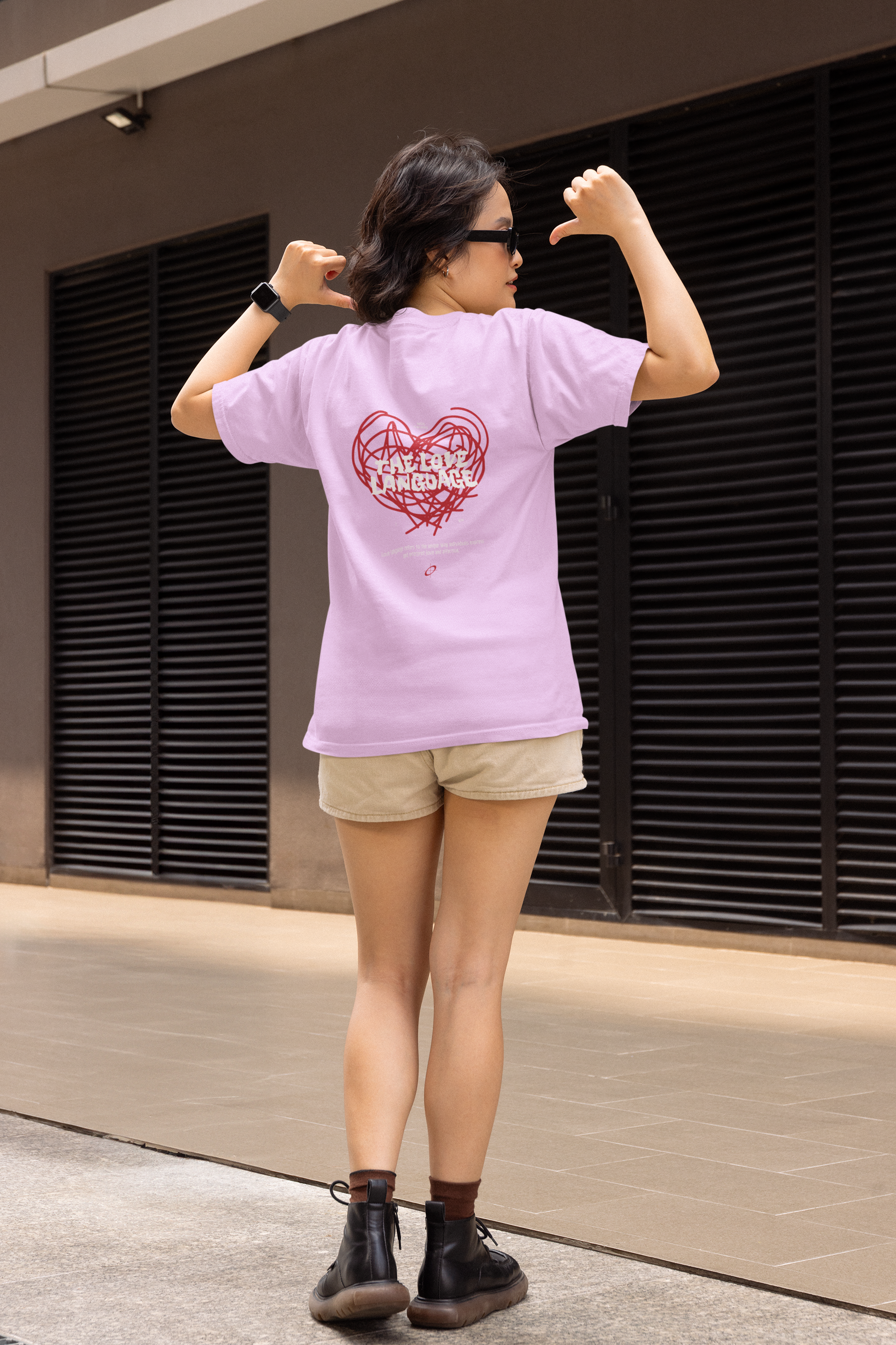 The love language half sleeve lavender round neck t-shirt for women by hello