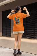 Life Goals Half Sleeve Orange Oversized T-Shirt for Women by Hello Swanky