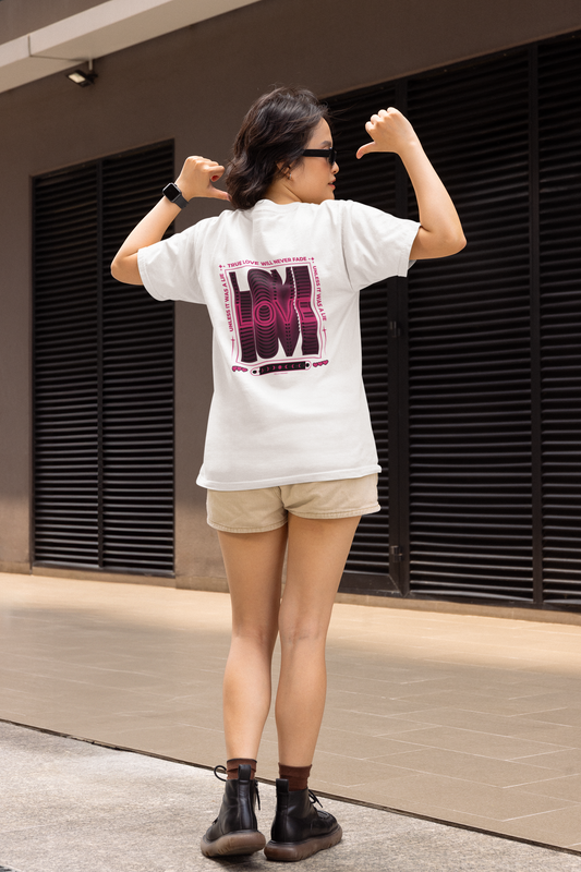 True love half sleeve white oversized t-shirt for women by hello swanky