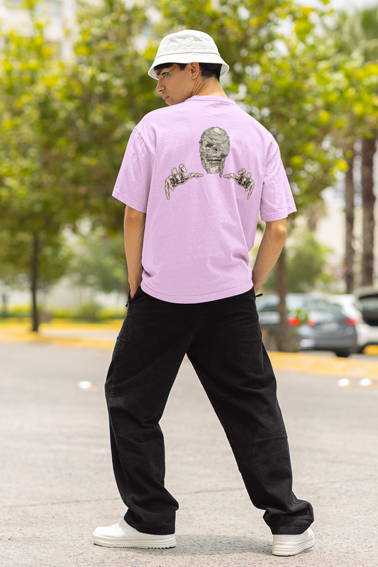 Skeleton Unisex Lavender Oversized T-Shirt Trendy Graphic Style