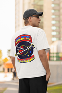 Galactic Horizons Half Sleeve White Oversized T-Shirt for Men by Hello Swanky