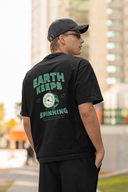Spinning Earth Half Sleeve Black Oversized T-Shirt for Men by Hello Swanky