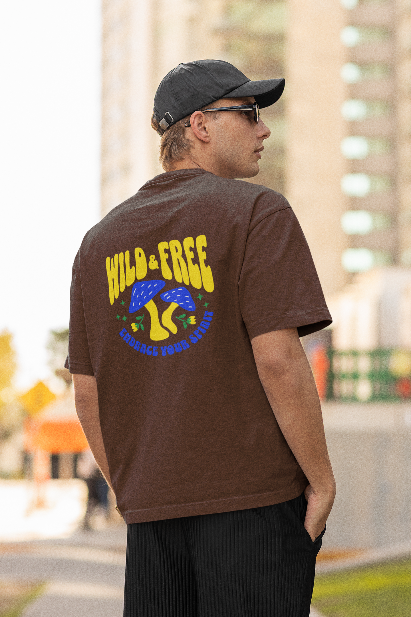 Wild & free unisex brown oversized t-shirt