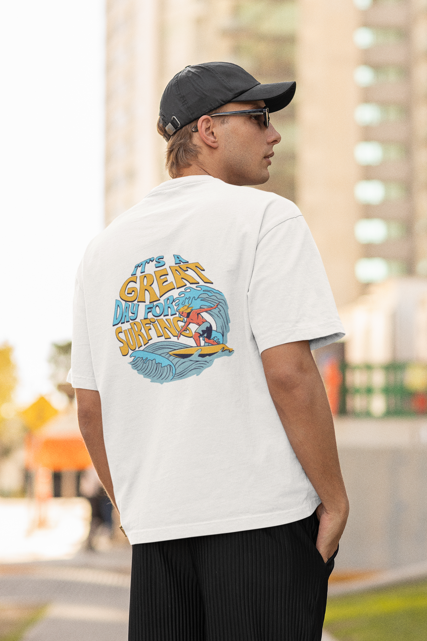 Great day half sleeve white oversized t-shirt for men by hello swanky