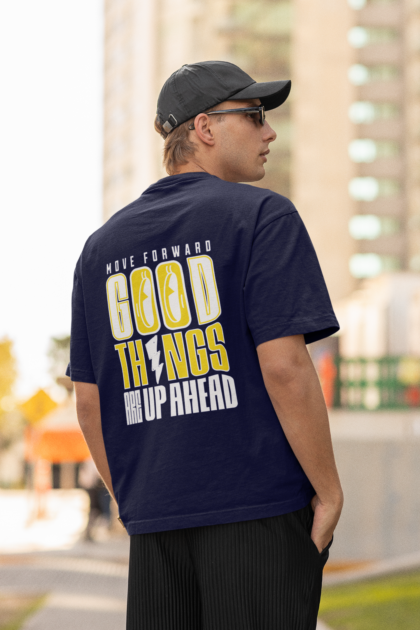 Good Things Unisex Navy Blue Oversized T-Shirt Stylish Streetwear