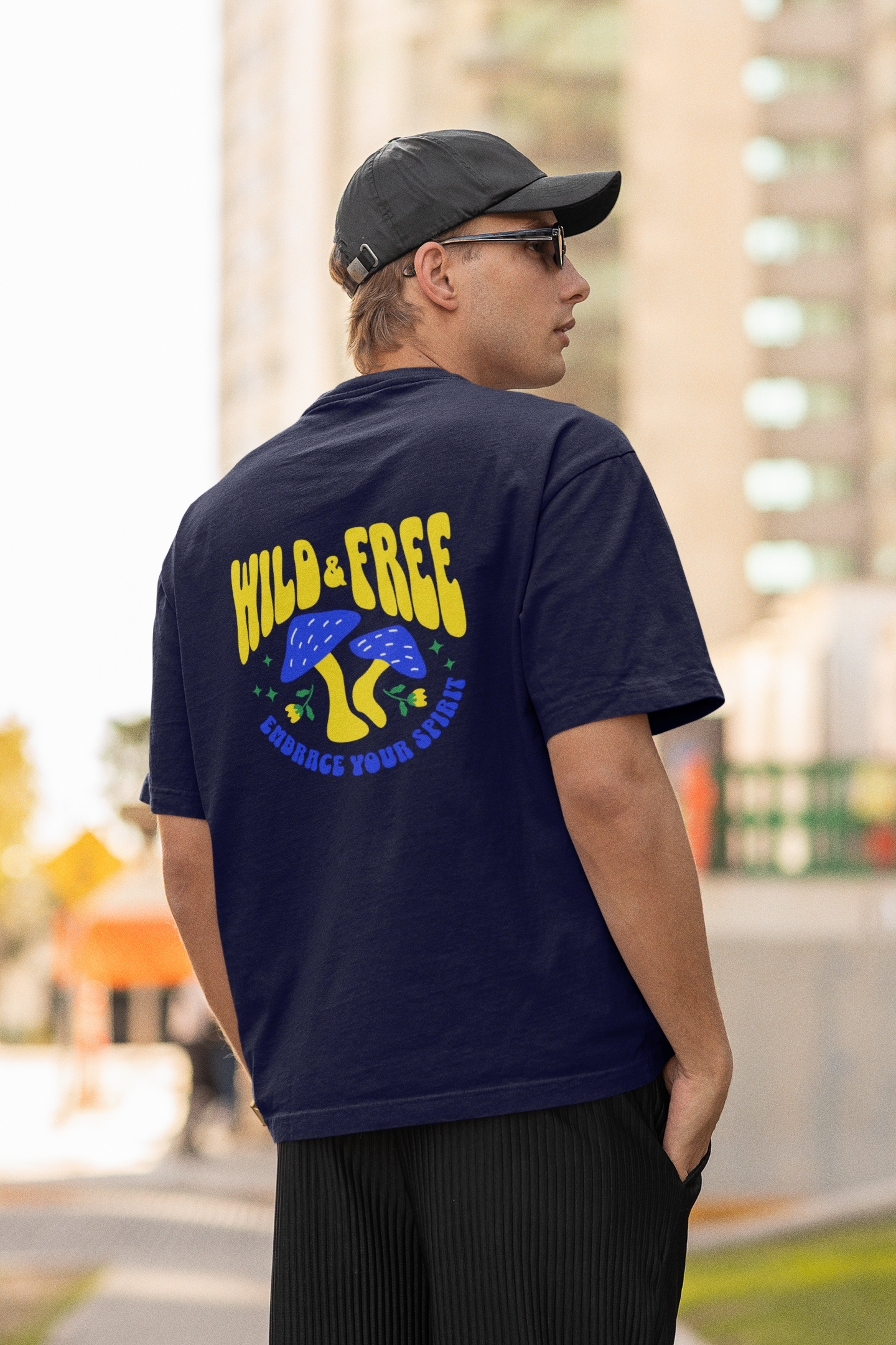 Wild & free unisex navy blue oversized t-shirt