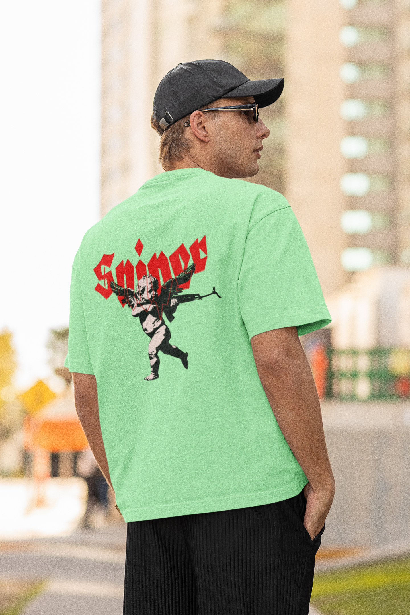 Sniper Boy Saga Green Oversized T-Shirt Casual Streetwear Tee