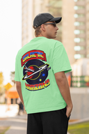 Galactic Horizons Half Sleeve Saga Green Oversized T-Shirt for Men by Hello Swanky