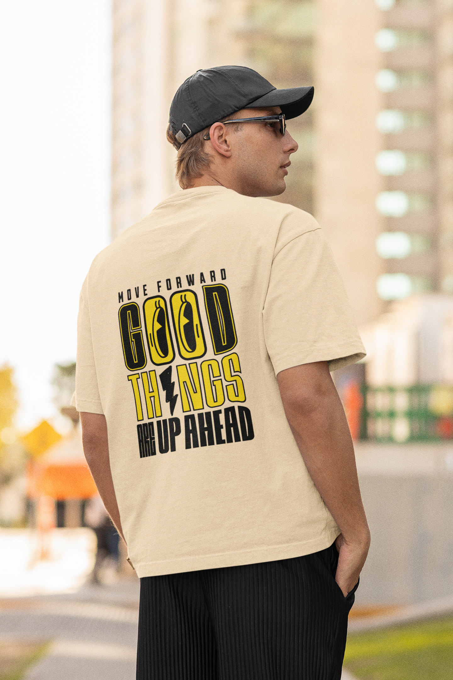 Good Things Unisex Beige Oversized T-Shirt Stylish Streetwear