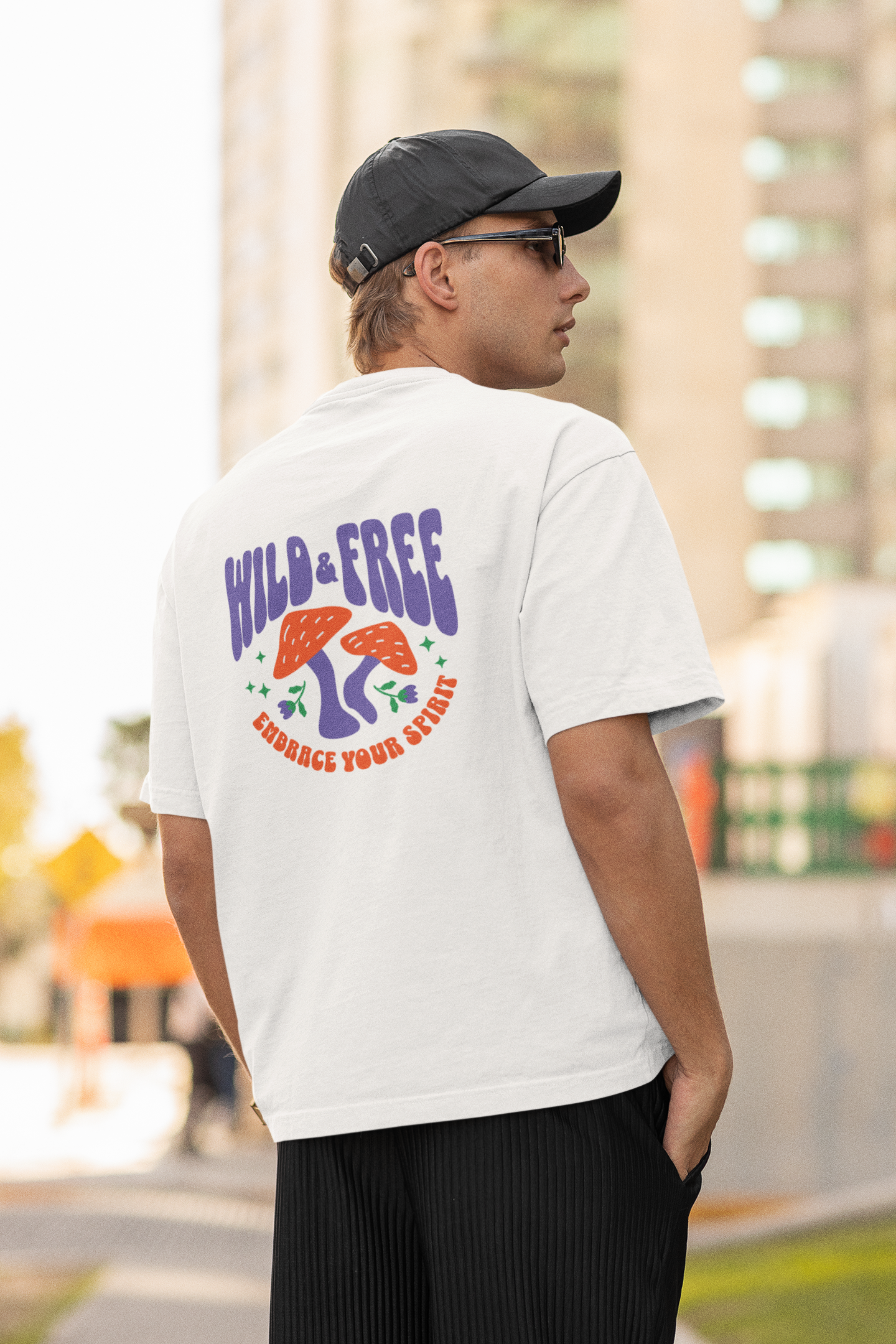 Wild & free unisex white oversized t-shirt