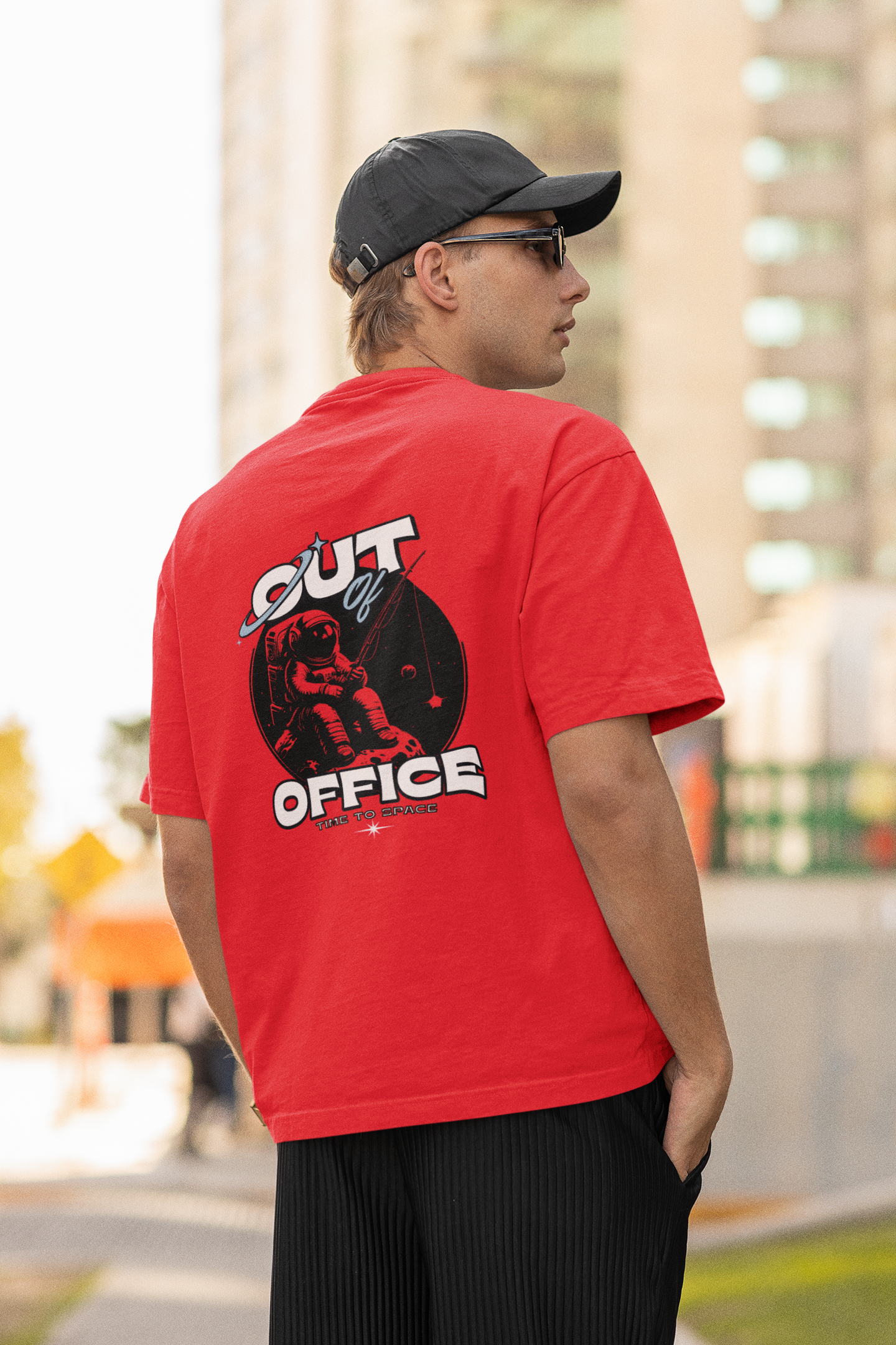 Out of office unisex red oversized t-shirt