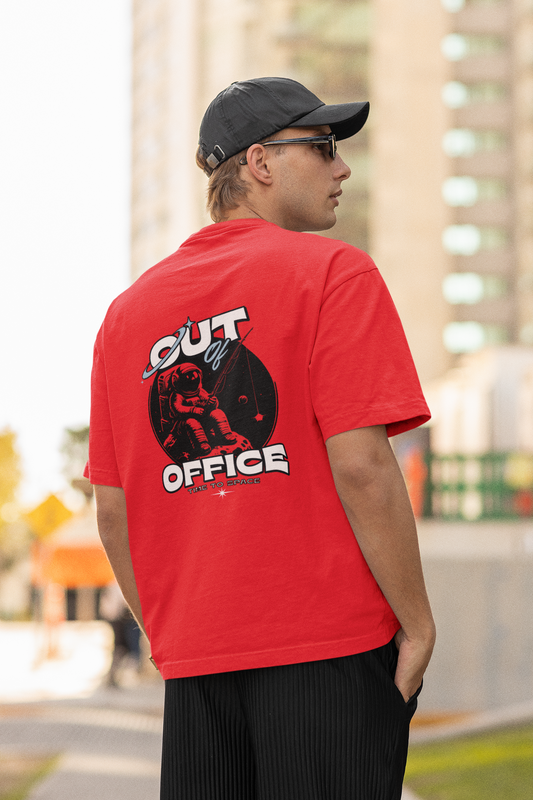 Out of office unisex red oversized t-shirt