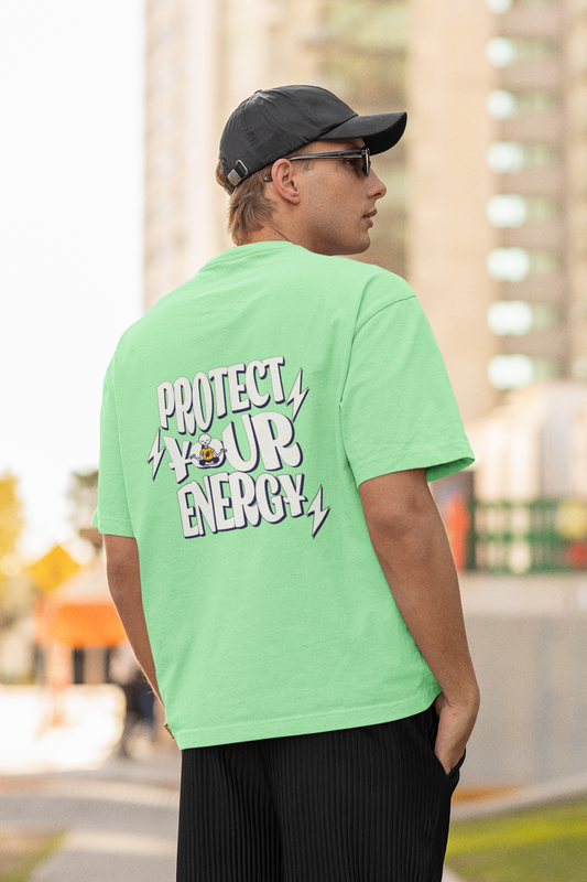 Protect Energy Saga Green Oversized T-Shirt Street Tee Fit