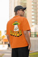 Alien Half Sleeve Orange Oversized T-Shirt for Men by Hello Swanky