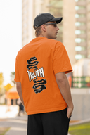 Truth Half Sleeve Orange Oversized T-Shirt for Men by Hello Swanky