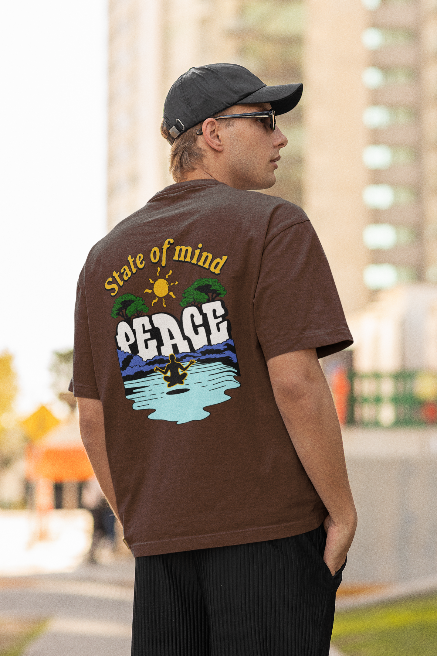 State of mind unisex brown oversized t-shirt