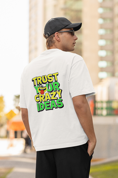 Crazy ideas half sleeve white oversized t-shirt for men by hello swanky