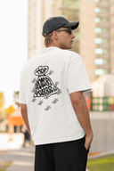 Money Power Half Sleeve White Oversized T-Shirt for Men by Hello Swanky