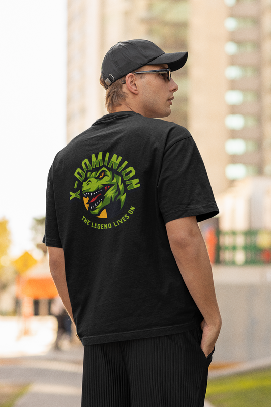 T-Rex Unisex Black Oversized T-Shirt Bold Dino Casual Wears