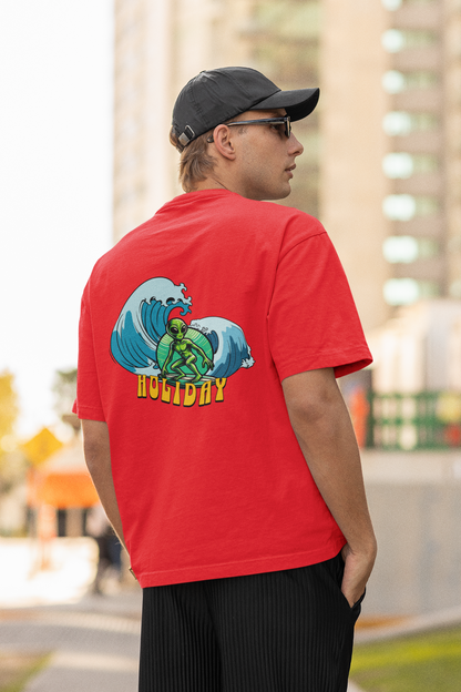 Holiday unisex red oversized t-shirt