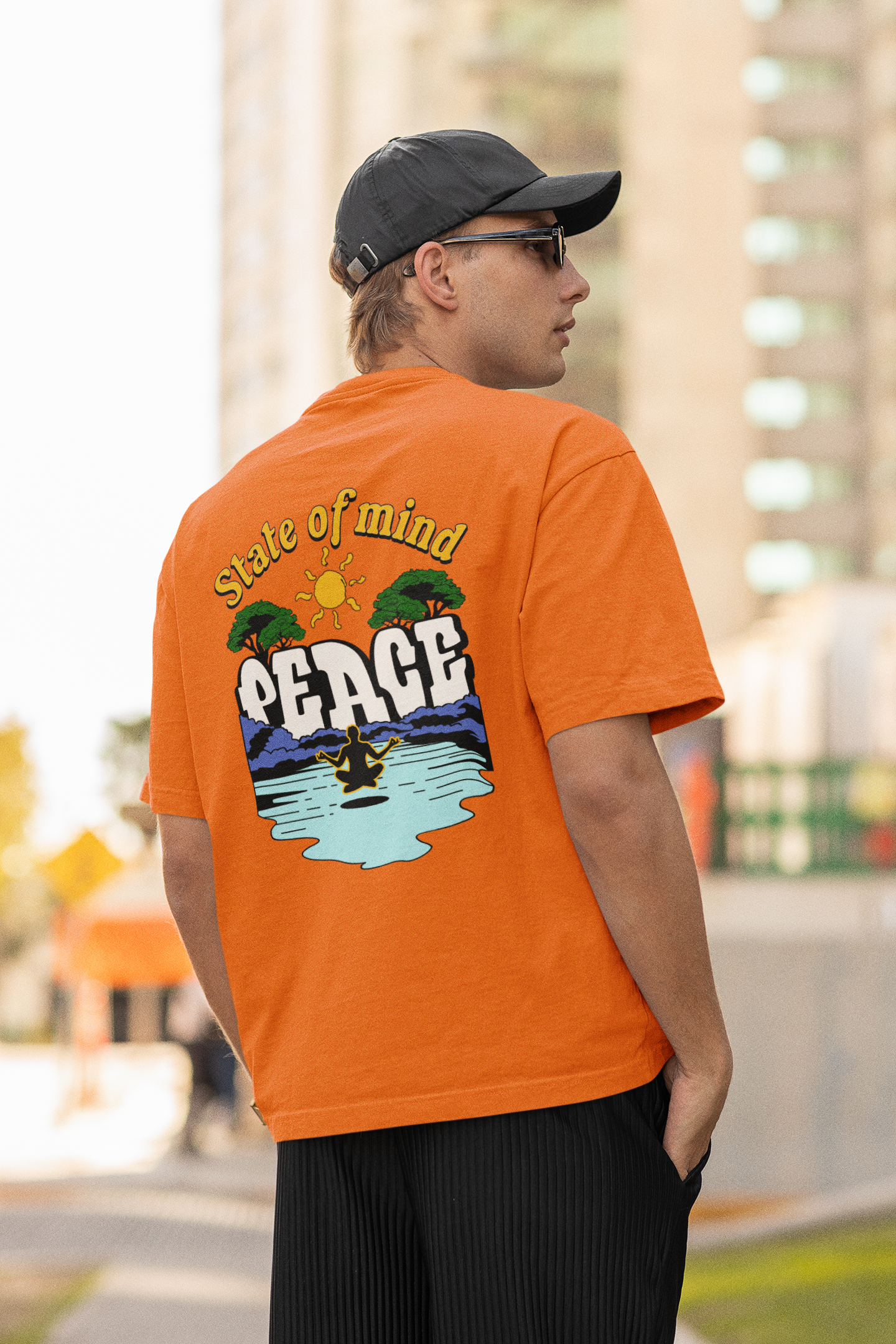 State of mind unisex orange oversized t-shirt