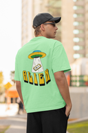 Alien Half Sleeve Saga Green Oversized T-Shirt for Men by Hello Swanky