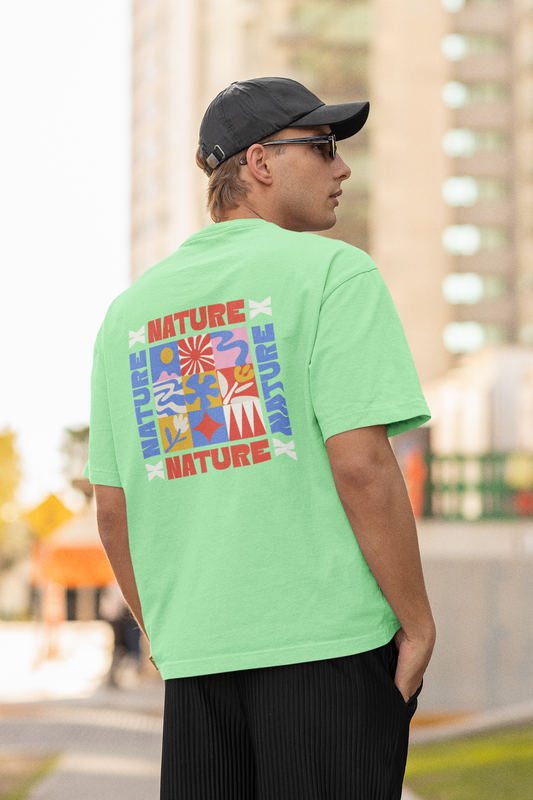 Nature graphic unisex saga green oversized t-shirt