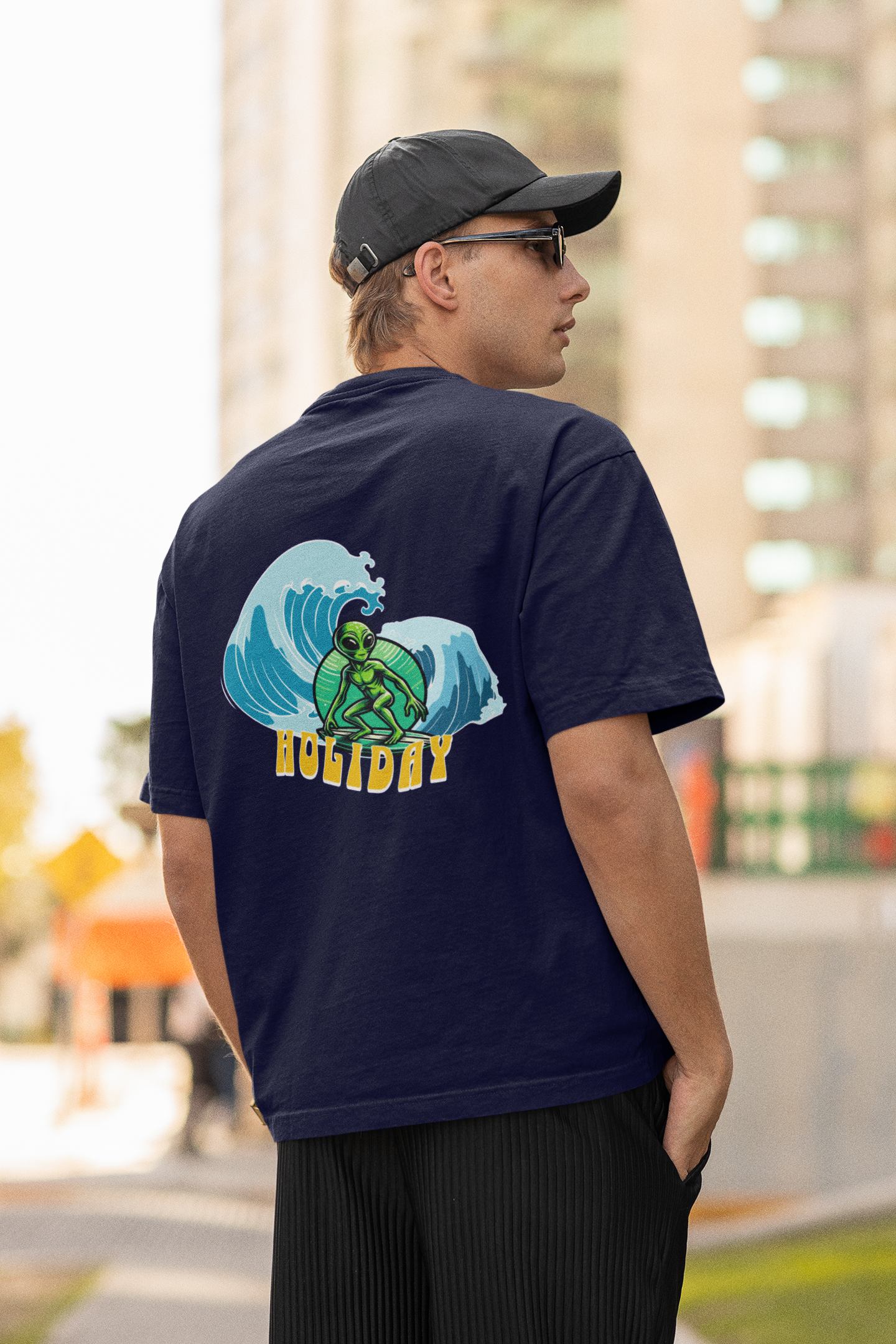 Holiday unisex navy blue oversized t-shirt