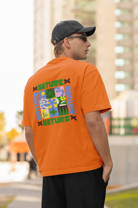 Nature graphic unisex orange oversized t-shirt