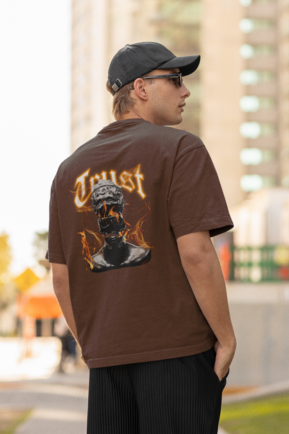 Trust Half Sleeve Brown Oversized T-Shirt Daily Style