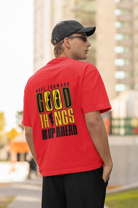 Good Things Unisex Red Oversized T-Shirt Stylish Streetwear