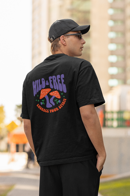 Wild & free unisex black oversized t-shirt