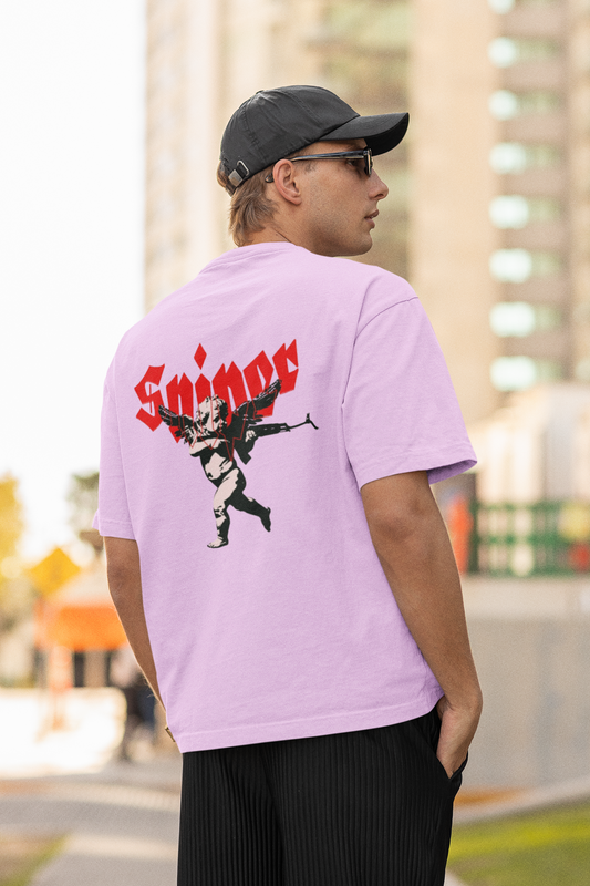 Sniper Boy Lavender Oversized T-Shirt Casual Streetwear Tee