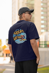 Great day half sleeve navy blue oversized t-shirt for men by hello swanky - m